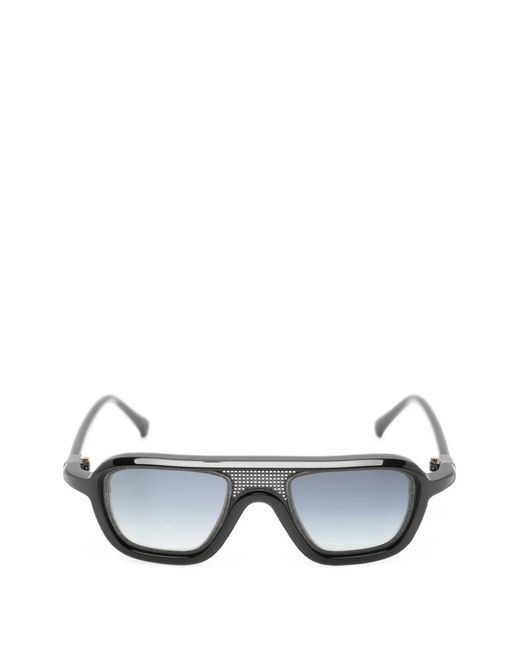 Yohji Yamamoto Black Perforated-Bridge Sunglasses