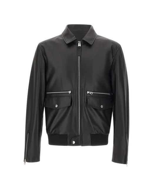 Mackage Black Jakari Flap Pocket Leather Jacket for men