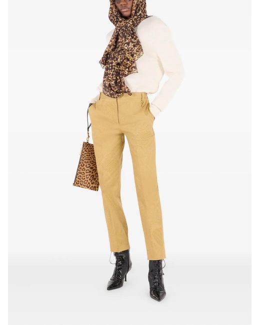 Roberto Cavalli Yellow Python-Print Trousers