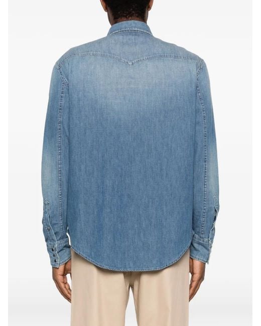 Dondup Blue Chemise À Poche Poitrine for men