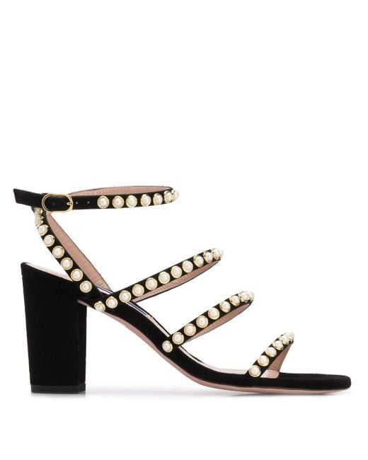 Stuart Weitzman Black Pearl Embellished Sandals