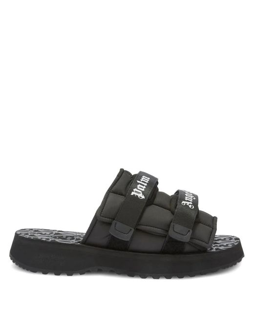 Palm Angels Black Moto P Slide Sandals With Hook And Loop Closure For Suicoke for men