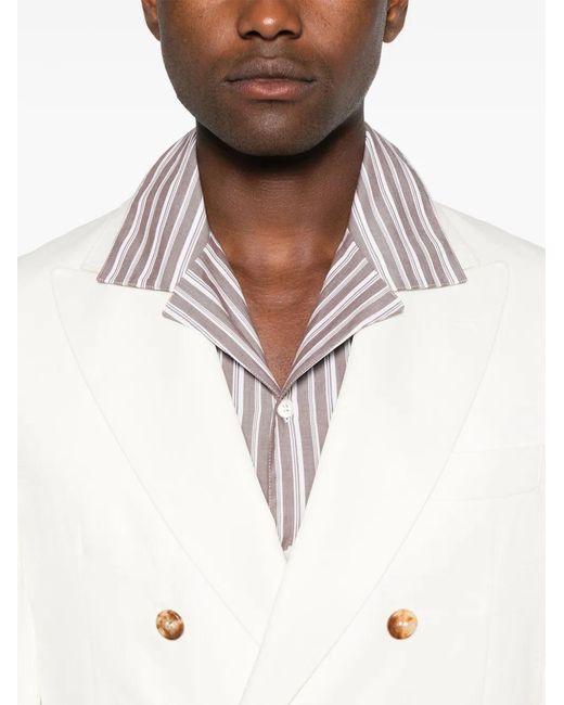 Brunello Cucinelli White Double-Breasted Suit for men