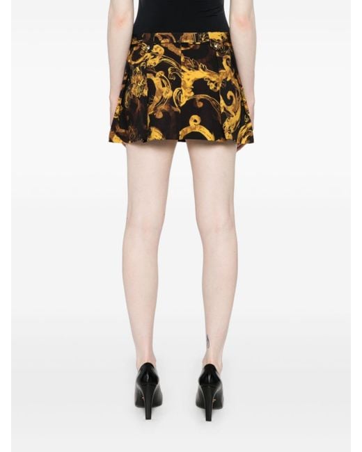 Versace Black Watercolor Couture-print Mini Skirt