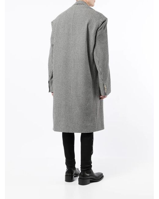 COOL T.M Gray Grandpa Houndstooth-Print Wool Coat for men