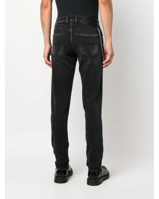 Sartoria Tramarossa Black Chain-Detail Slim-Fit Cotton Jeans for men