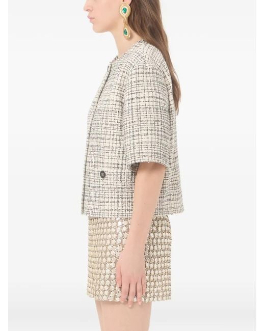 Valentino Garavani White Veste En Tweed À Manches Courtes
