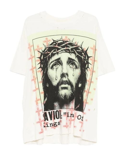 HELLSTAR White Distressed Graphic-Print T-Shirt for men