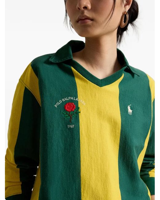 Polo Ralph Lauren Yellow Striped V-Neck Polo Top