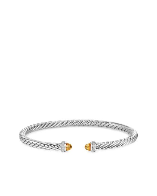 David Yurman White Sterling Cablespira Citrine And Diamonds Bracelet (4Mm)