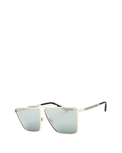 Versace White Greca Geometric-Frame Sunglasses for men