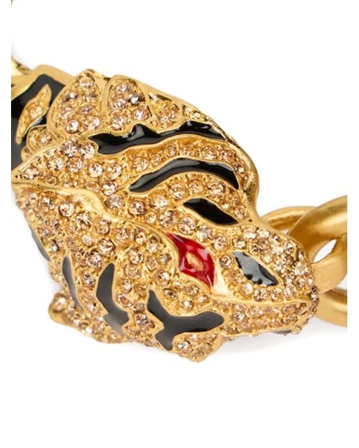 Roberto Cavalli Brown Roar Tiger-Head Chain Bracelet