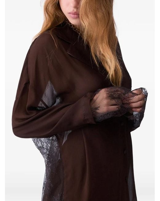 Liu Jo Brown Blouse With Lace Details