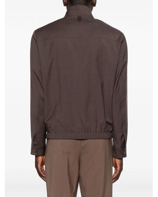 Canali Brown Zip-Fastening Long-Sleeve Jacket for men