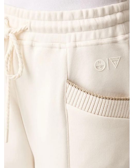 Guess White Drawstring Wide-Leg Track Pants