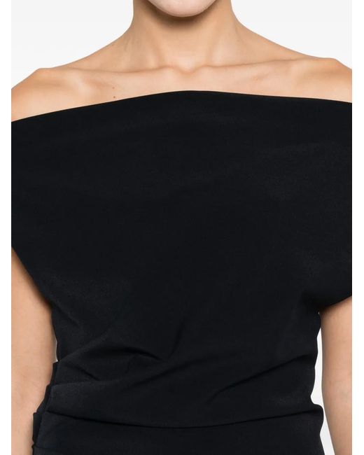 P.A.R.O.S.H. Black Off-Shoulder Maxi Dress