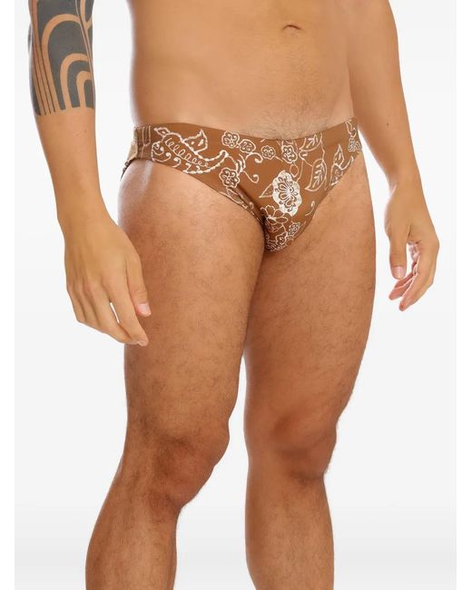Amir Slama Brown Floral-Print Swim Briefs for men