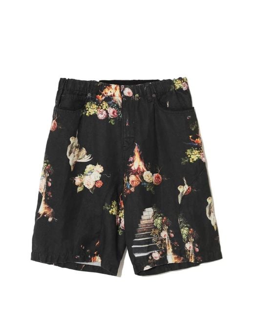 Undercover Black Emma Printed Shorts for men