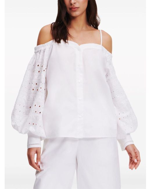 Karl Lagerfeld White Broderie-anglaise Off-shoulder Blouse