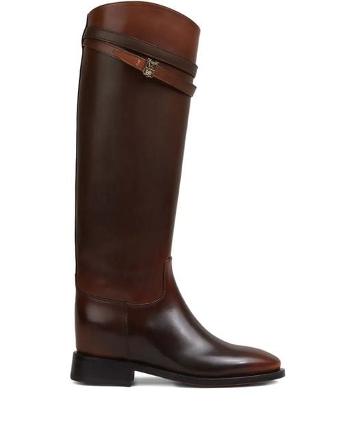 Santoni Brown Hermione Strap Boots