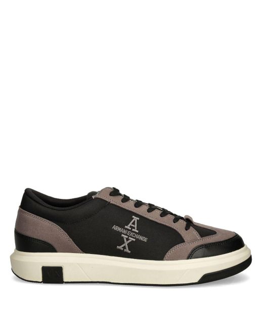 ARMANI EXCHANGE Black Venice Ax Logo-Embroidered Sneakers for men