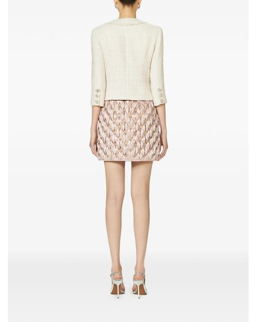 Costarellos Natural Macie Crystal-Button Cropped Jacket