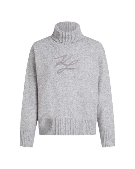 Karl Lagerfeld Gray Soutache Turtleneck Sweater