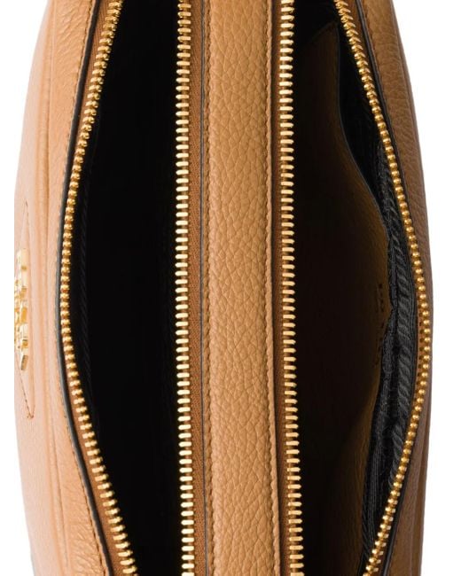 Borsa A Tracolla Piccola Con Placca Logo di Prada in Brown