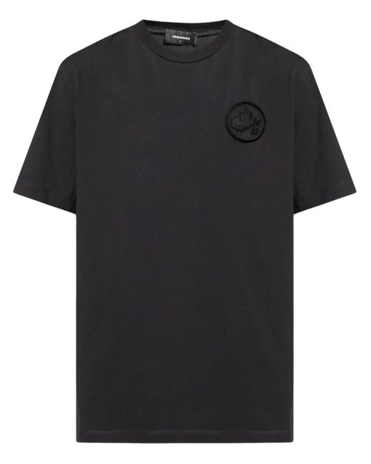 DSquared² Black Logo-Appliquéd Cotton T-Shirt for men