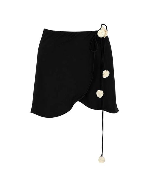 LaRevêche Black Bouquet Floral-Appliqué Skirt