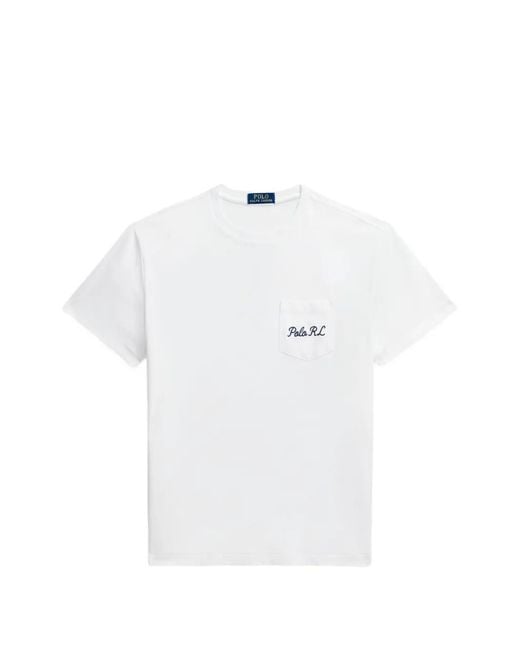 Polo Ralph Lauren White Polo Bear Back-Print Chest-Pocket T-Shirt for men
