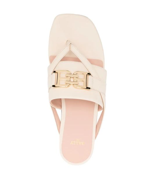 Bally White Elia Leather Flat Sandals