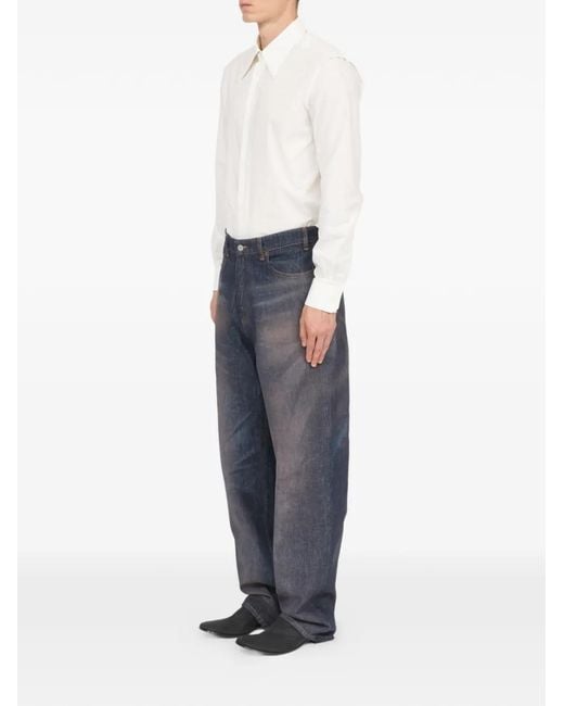 MM6 by Maison Margiela Blue Faded Denim Trousers for men