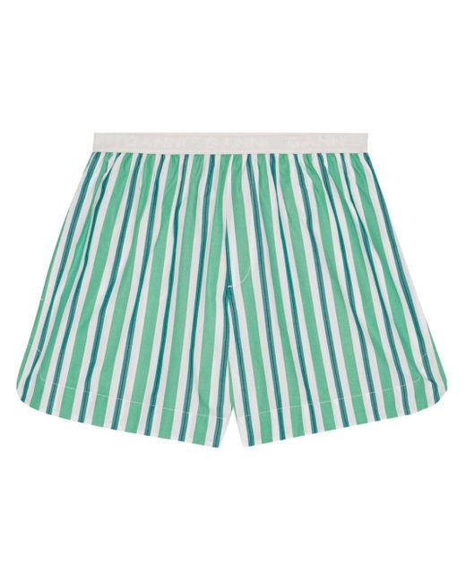| Shorts con righe in cotone biologico | female | VERDE | 38 di Ganni in Green