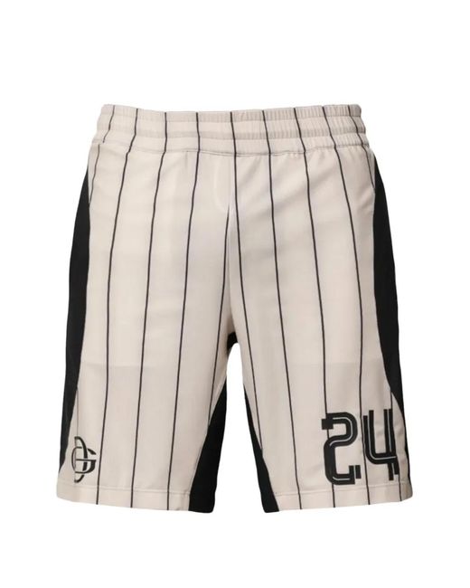 Dolce & Gabbana White Pinstripe-Pattern Dg Logo Shorts for men
