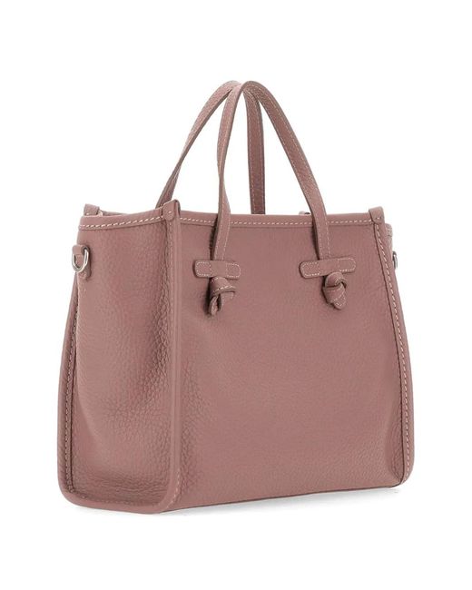 MARCELLA CLUB Pink Miss Marcella Grain Leather Tote Bag
