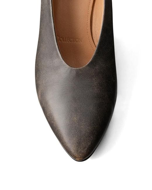 Calvin Klein Brown Distressed-Effect Pointed-Toe Pumps
