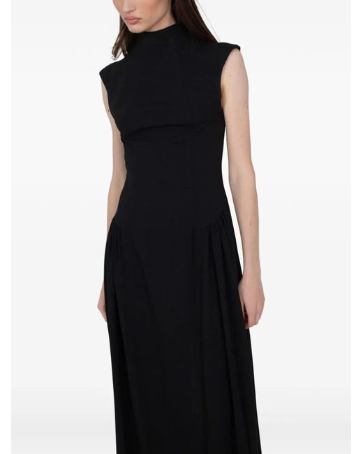 RAQUETTE Black High-Neck Midi Dress