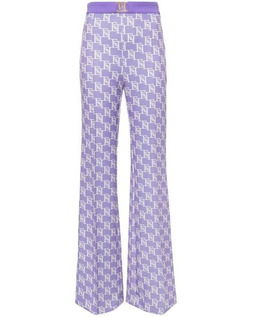 Pantalones palazzo con monograma Elisabetta Franchi de color Purple