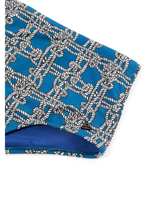 Amir Slama Blue Graphic-Print Swimming Trunks for men