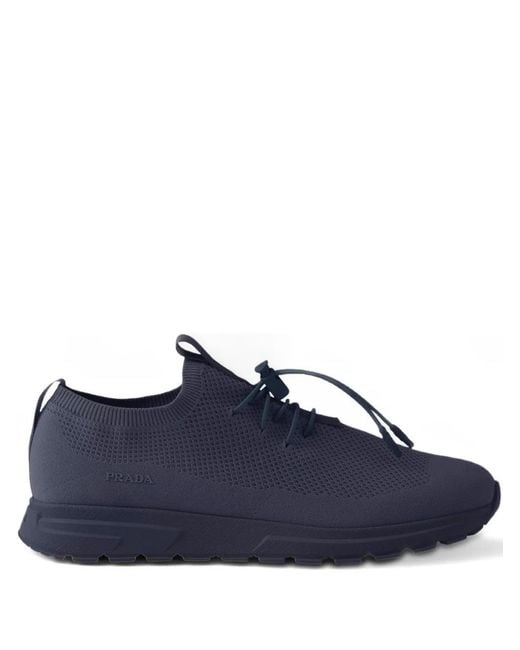 Prada Blue Prax Stretch Knit Sneakers for men