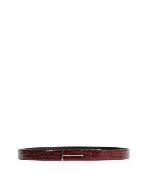 Tom Ford White Printed Tejus Reversible T Belt for men