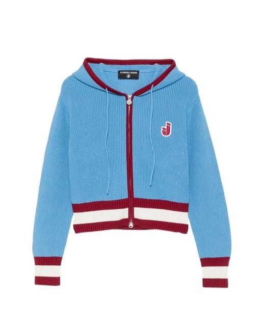 Iceberg Blue Logo-Patch Zip-Up Hoodie