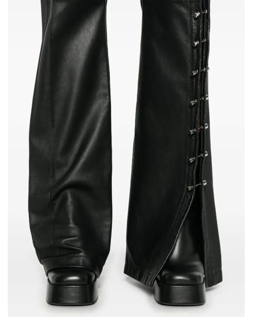 MITILIANE COUTURE Black Piercing-Detail Leather Trousers