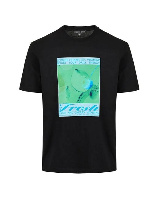 Iceberg Green Graphic-Print Cotton T-Shirt for men