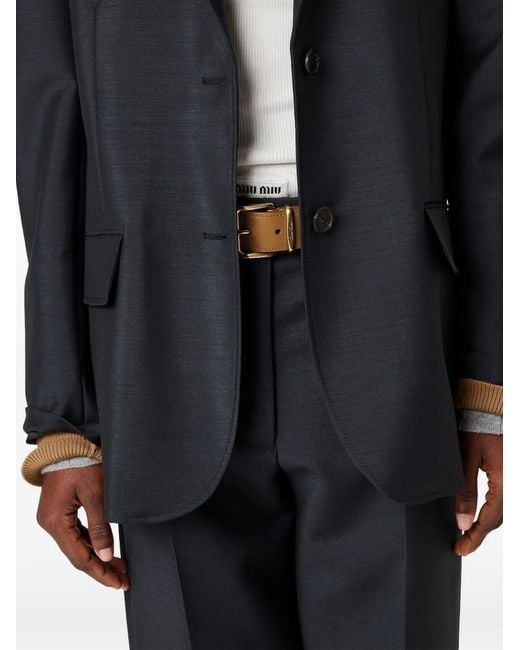 Miu Miu Black Contrast-Collar Single-Breasted Blazer
