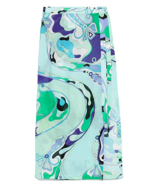 Falda midi estampada Emilio Pucci de color Blue