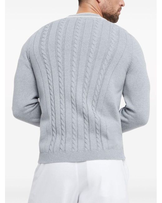 Brunello Cucinelli Blue Cable-knit Cotton Cardigan for men