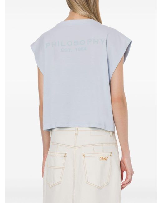 Philosophy Di Lorenzo Serafini White Rhinestone-embellished Cotton T-shirt