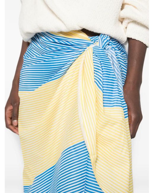 Frankie Shop Blue Thira Striped Wrap-Style Skirt